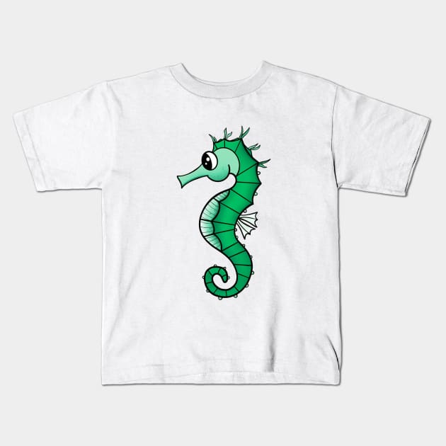 Cute Sea Horse Kids T-Shirt by Svh_illustrations